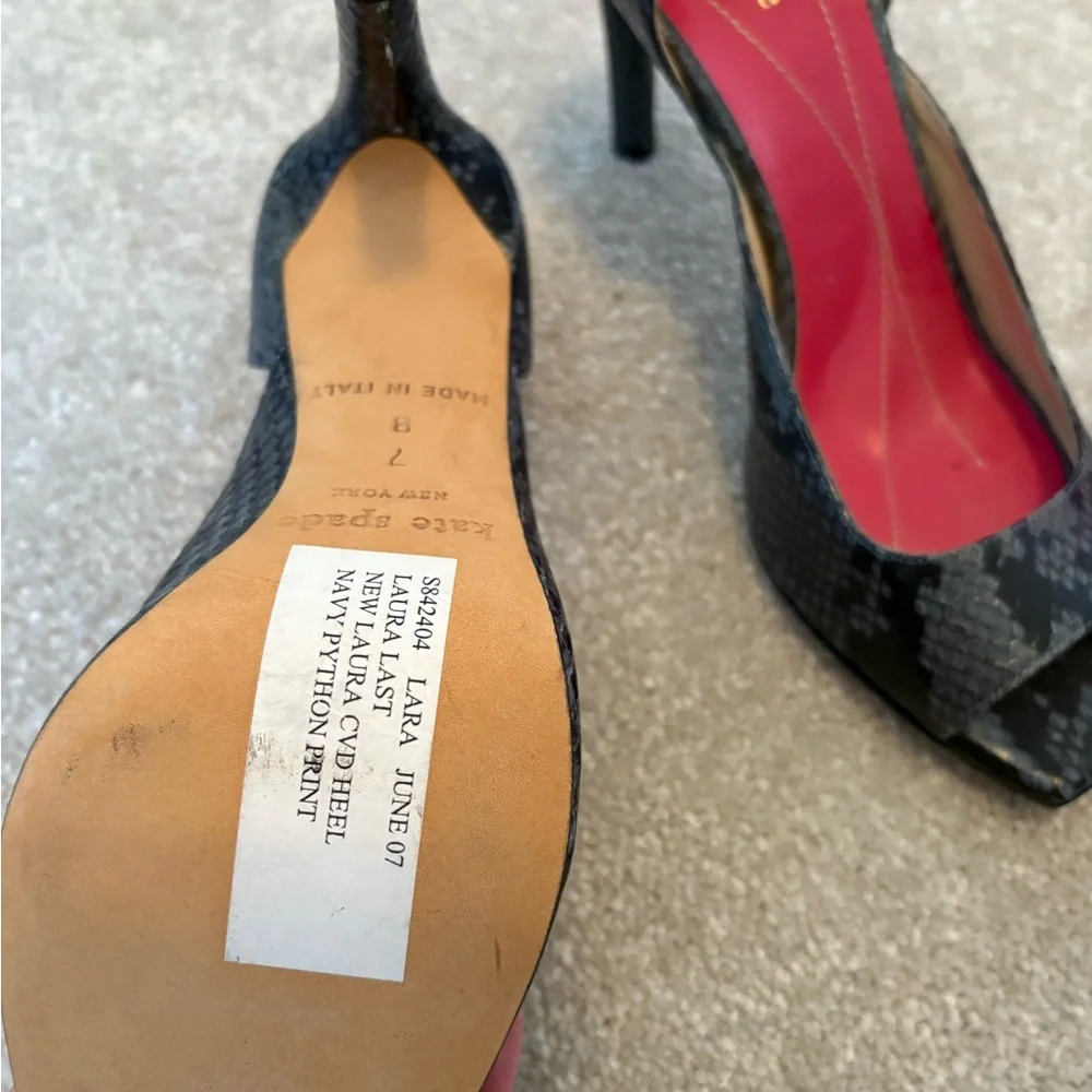 NBW Beautiful Kate Spade Snakeskin Pattern Heels in Black AND Blue - Picture 2 of 4